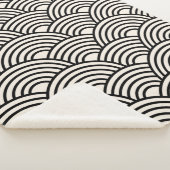 japanische Wave Seigaiha Schwarz und Creme Weiß Sherpadecke (3/4)