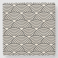 japanische Wave Seigaiha Schwarz und Creme Weiß