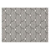 japanische Wave Seigaiha Schwarz und Creme Weiß Tischdecke (Vorderseite (Horizontal))