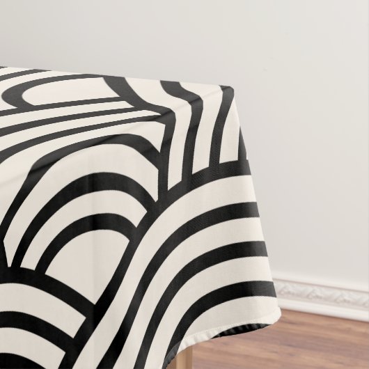 japanische Wave Seigaiha Schwarz und Creme Weiß Tischdecke (Beispiel)