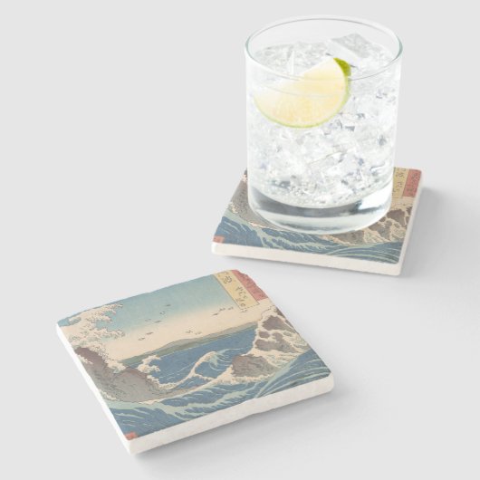 Japanische Waves Naruto Whirlpool Artwork Steinuntersetzer (Seitenansicht)