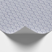 Japanische Waves, Navy Blue auf weißem Wrapping Pa Geschenkpapier (Ecke)
