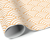 Japanische Waves, Orange auf weißem Papier Geschenkpapier (Rolleneckpunkt)