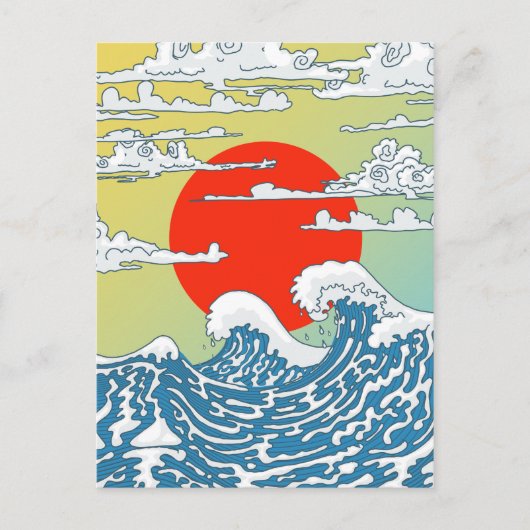 Japanische Waves Postkarte (Vorderseite)