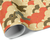 Japanische Waves: Rotes Gold. Geschenkpapier (Rolleneckpunkt)