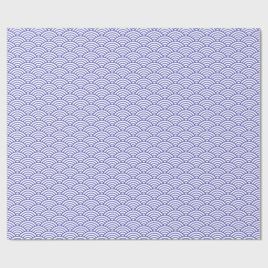 Japanische Waves, Royal Blue on White Wrapping Pap Geschenkpapier (Flach)