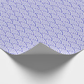 Japanische Waves, Royal Blue on White Wrapping Pap Geschenkpapier (Ecke)