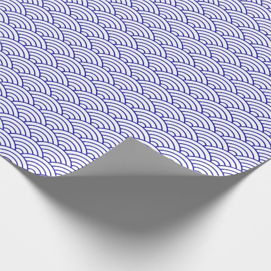 Japanische Waves, Royal Blue on White Wrapping Pap Geschenkpapier (Ecke)
