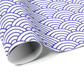 Japanische Waves, Royal Blue on White Wrapping Pap Geschenkpapier (Rolleneckpunkt)