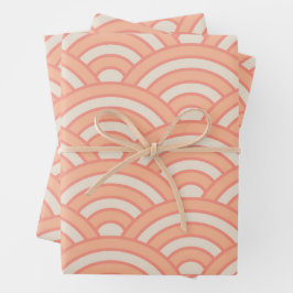 Japanische Waves Seigaiha Pattern Peach Fuzz Geschenkpapier Set