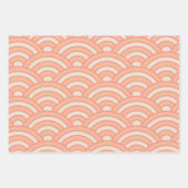 Japanische Waves Seigaiha Pattern Peach Fuzz Geschenkpapier Set (Vorderseite)