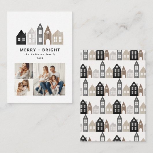 japanische Weihnachtshäuser 3 Foto chic Mitteilungskarte (Vorne/Hinten)