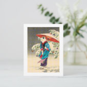 Japanische Weihnachtskatzenjause Feiertagspostkarte (Stehend Vorderseite)