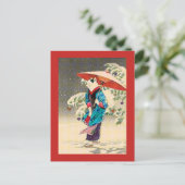 Japanische Weihnachtskatzenjause Feiertagspostkarte (Stehend Vorderseite)