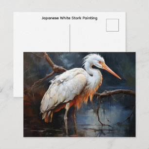 Japanische Weißstorch-Malerei Postkarte