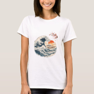 Japanische Welle Mount Fuji Sakura T-Shirt