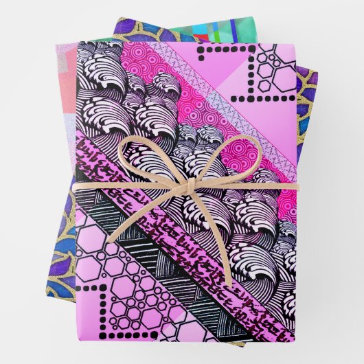 Japanische Wellen, Lapis & Gold Verlass & Spotligh Geschenkpapier Set (Beispiel)