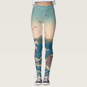 Japanische Wellen Naruto-Strudel Ozean Kunstwerk Leggings