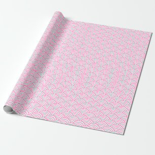 Japanische Wellen, rosa auf weißem Packpapier