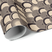 Japanische Wellen, Schuppen, Ringe, schwarzes Elfe Geschenkpapier (Rolleneckpunkt)