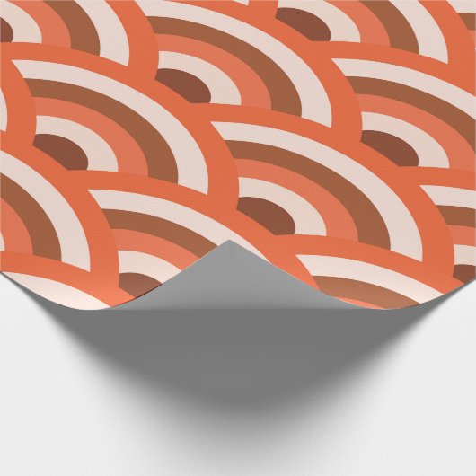Japanische Wellen Seigaiha Muster in orange braun Geschenkpapier (Ecke)
