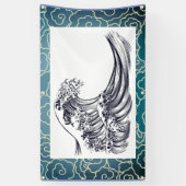 JAPANISCHE WELLEN-WOLKEN Fahne Banner (Vertikal)