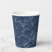Japanische Wellenmuster Motiv dunkelblau Pappbecher (Vorderseite)