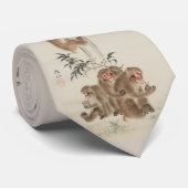 Japanische Wildaffen in Nature Beige Krawatte (Gerollt)