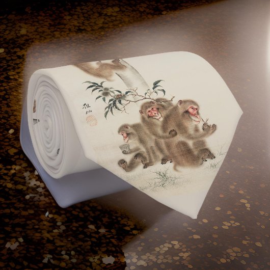 Japanische Wildaffen in Nature Beige Krawatte