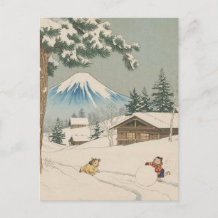 Japanische Winterlandschaft im Ukiyoe-Stil Feiertagspostkarte