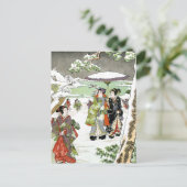 Japanische Winterlandschaft Postkarte (Stehend Vorderseite)