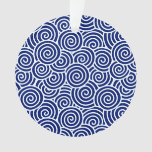 Japanische wirbellose Muster - marineblau und weiß Ornament