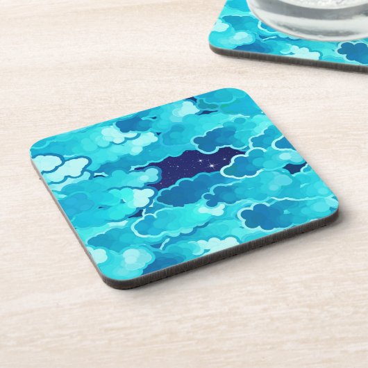 Japanische Wolken, Abend Sky, Türkis und Indio Getränkeuntersetzer (Linke Seite)