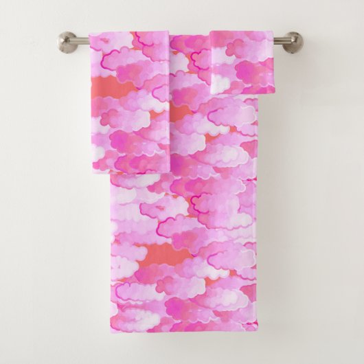 Japanische Wolken, Morgenröte, Orchideenrosa und K Badhandtuch Set (Insitu)