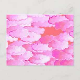 Japanische Wolken, Morgenröte, Orchideenrosa und K Postkarte