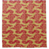 Japanische Wolken Muster Red Gold Duschvorhang (Vorderseite)