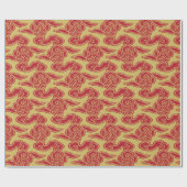 Japanische Wolken Muster Red Gold Geschenkpapier (Flach)