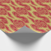 Japanische Wolken Muster Red Gold Geschenkpapier (Ecke)