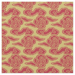 Japanische Wolken Red Gold Stoff