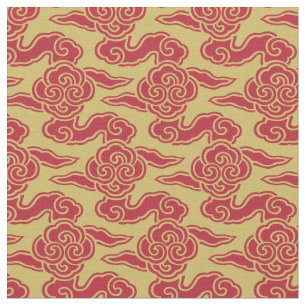 Japanische Wolken Red Gold Stoff
