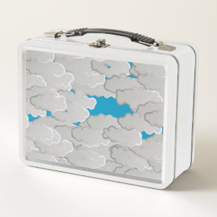 Japanische Wolken, Sommertag, Weißer und Himmelbla Metall Lunch Box