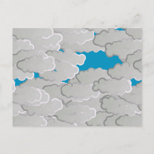 Japanische Wolken, Sommertag, Weißer und Himmelbla Postkarte