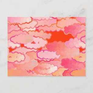 Japanische Wolken, Sonnenuntergang, Koralle, Fuchs Postkarte