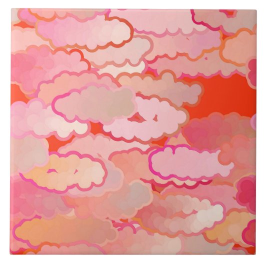 Japanische Wolken, Sonnenuntergang, Korallen, Fuch Fliese (Vorderseite)