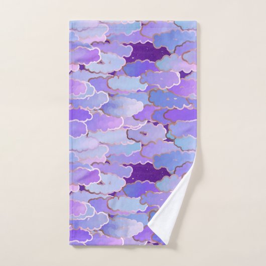 Japanische Wolken, Twilight, Violet und Tief Lila Badhandtuch Set (Handtuch)