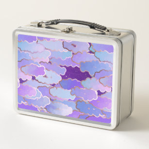 Japanische Wolken, Twilight, Violet und Tief Lila Metall Lunch Box