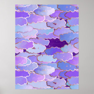 Japanische Wolken, Twilight, Violet und Tief Lila Poster