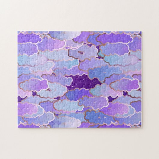 Japanische Wolken, Twilight, Violet und Tief Lila Puzzle (Horizontal)