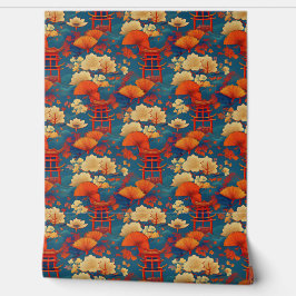 Japanische Wolken und Blume Tapete