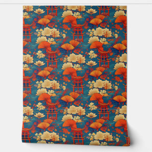 Japanische Wolken und Blume Tapete